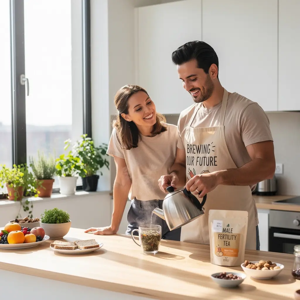 Zadovoljni muškarac koji uživa u čaju za poboljšanje vitalnosti.